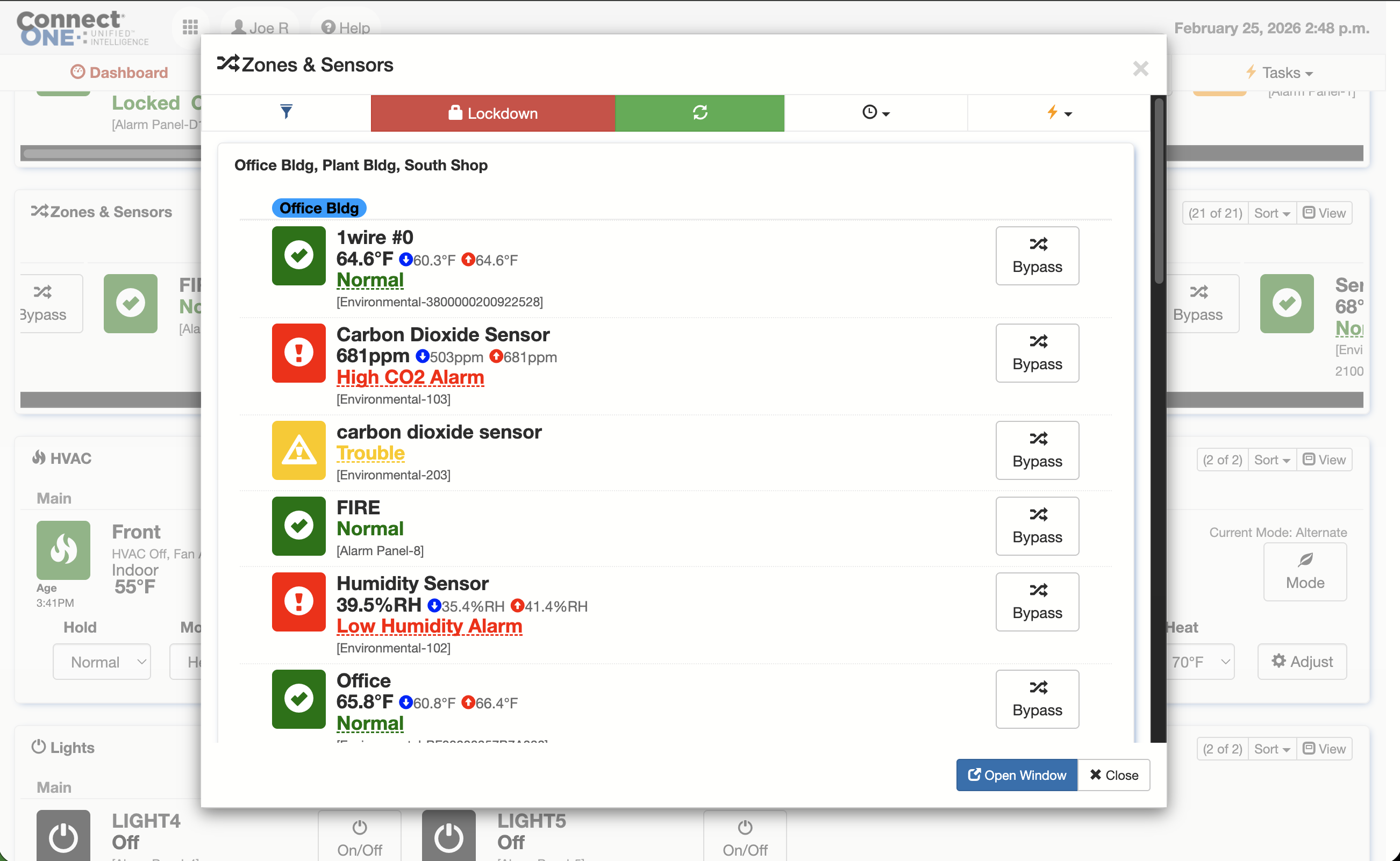 Temperature zone monitoring dashboard